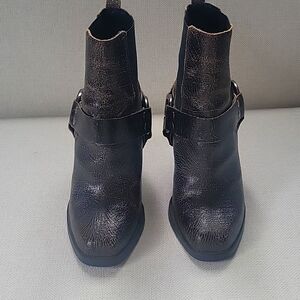 AllSaints Aiden Jules Distressed Crackled Leather Harness Moto Cowboy Boots